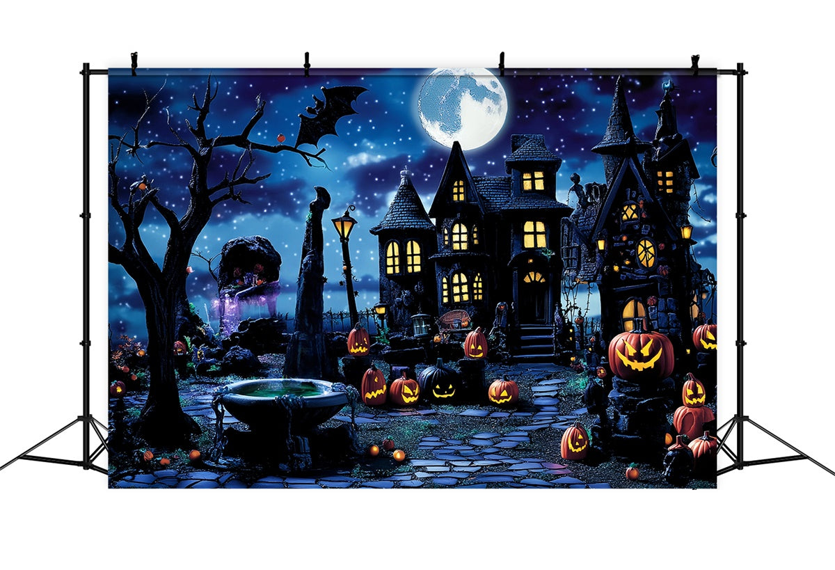 Halloween Backdrop Starry Night Spooky Street Backdrop MRR7-35