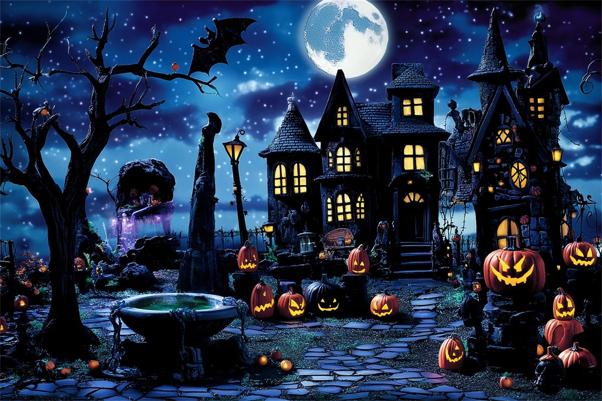 Halloween Backdrop Starry Night Spooky Street Backdrop MRR7-35