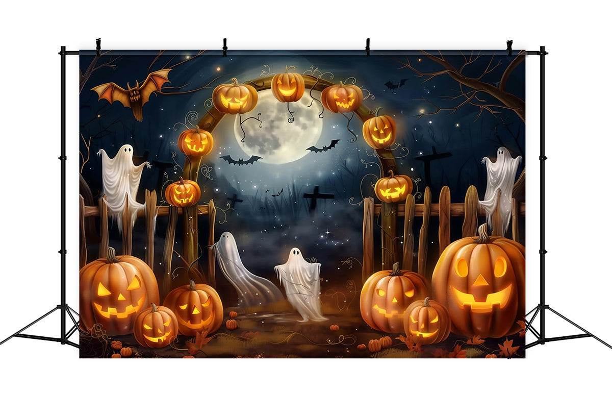 Halloween Moon Backdrop Haunted Harvest Archway Backdrop MRR7-37