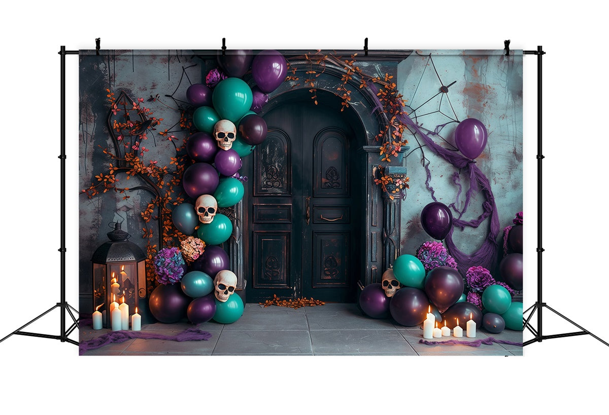 Halloween Party Backdrop Haunted Balloon Skulls Backdrop MRR7-38