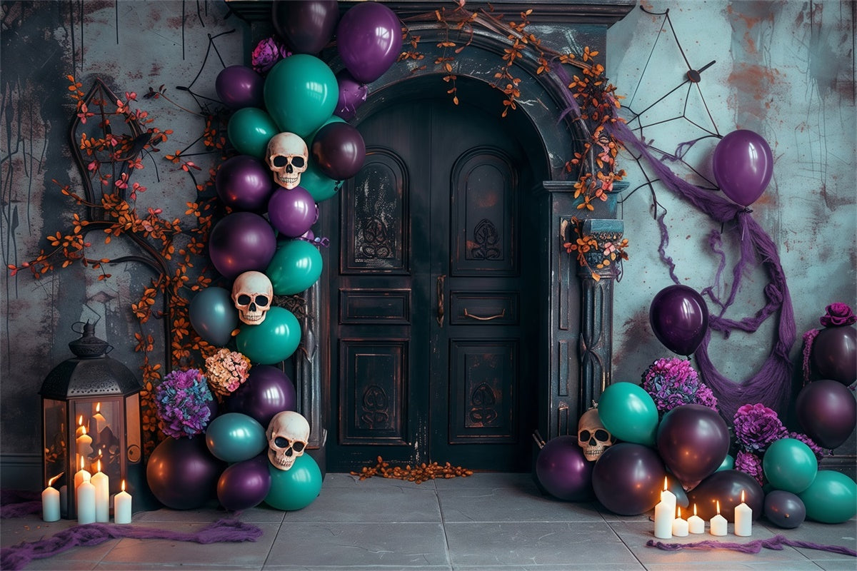 Halloween Party Backdrop Haunted Balloon Skulls Backdrop MRR7-38