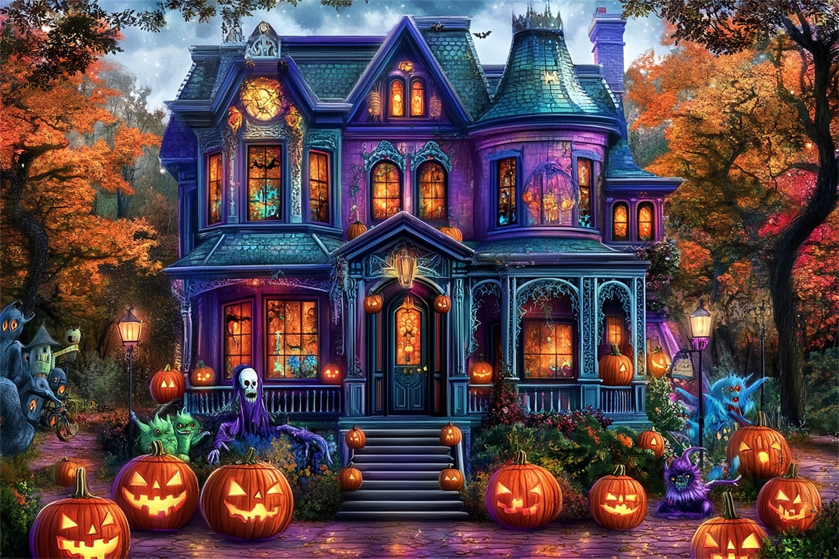 Halloween Picture Backdrop Autumn Fright Estate Backdrop MRR7-41