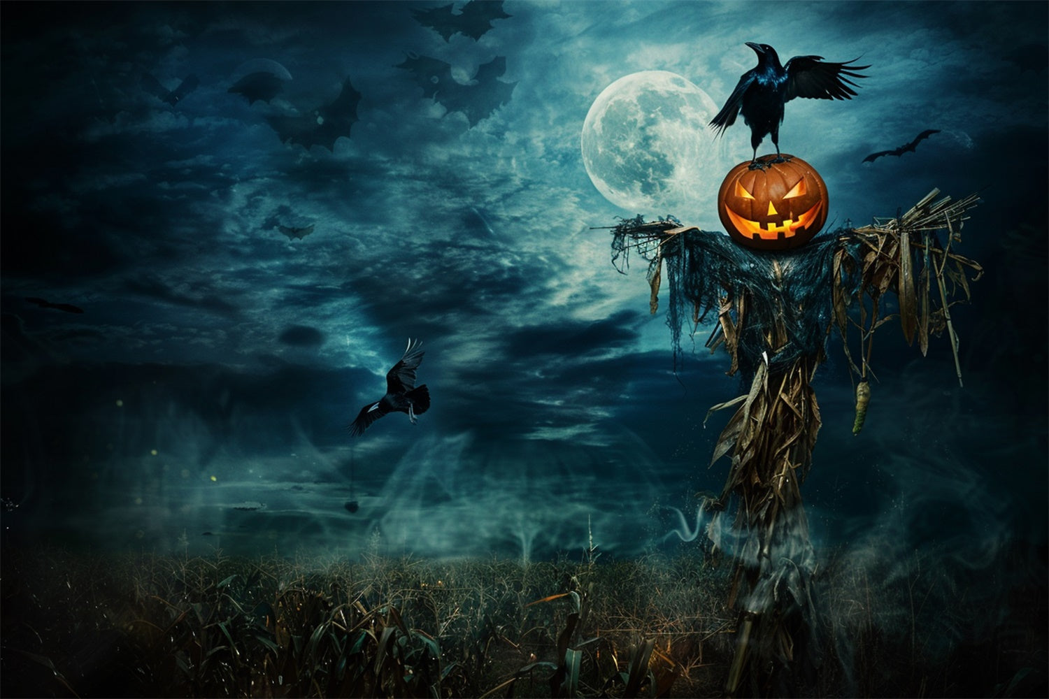 Halloween Backdrop Ideas Moonlit Harvest Horror Backdrop MRR7-44