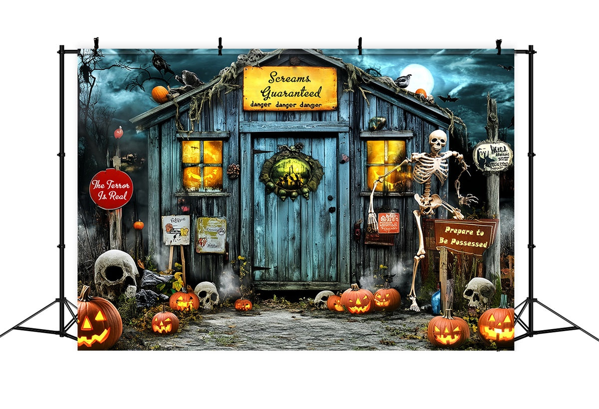 Photography Halloween Backdrop Pumpkin Skull Manor Backdrop MRR7-45