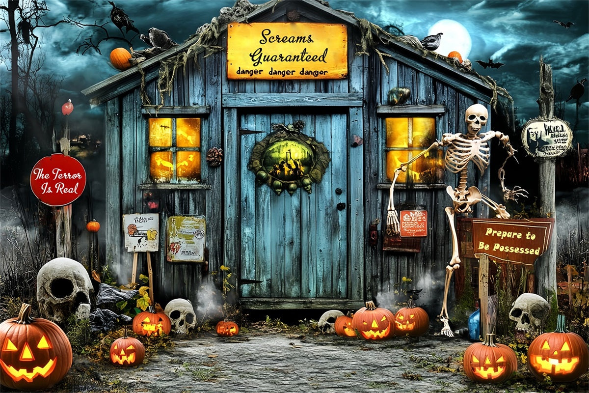 Photography Halloween Backdrop Pumpkin Skull Manor Backdrop MRR7-45