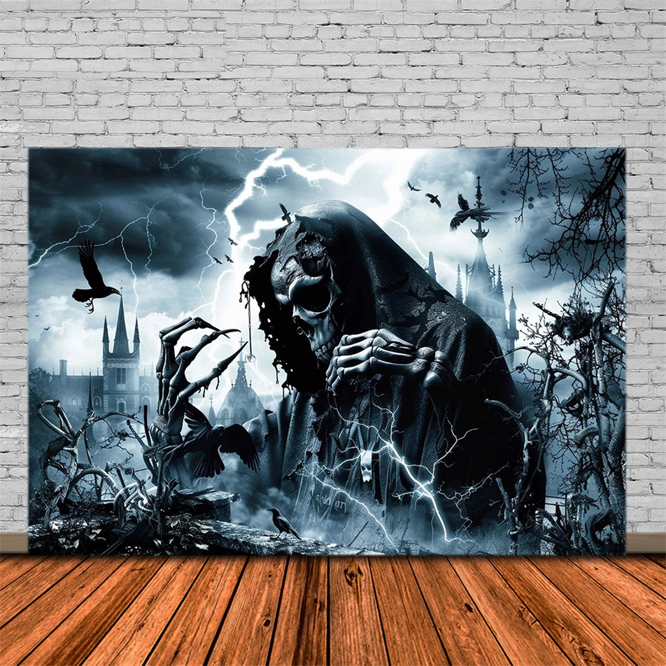 Scary Halloween Backdrop Vengeful Wraith Lightning Backdrop MRR7-47