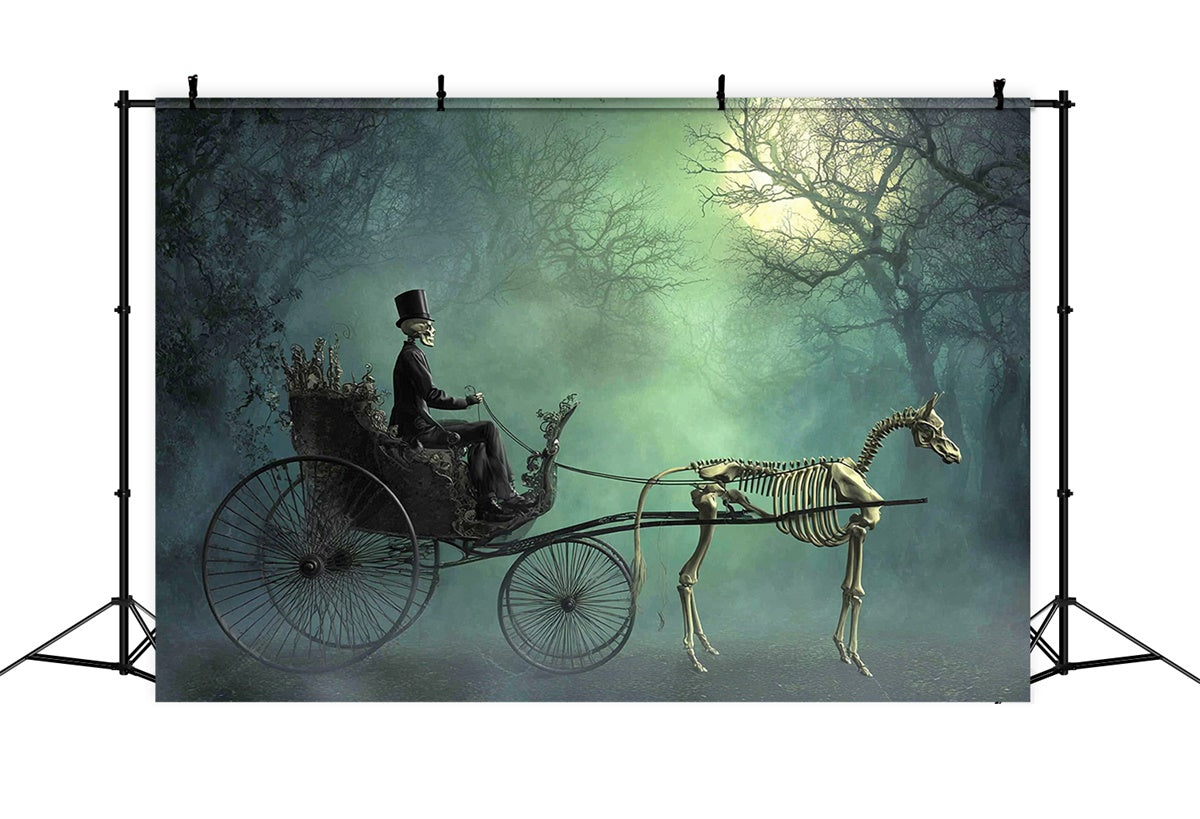 Forest Backdrop Moonlit Haunted Carriage Halloween Backdrops MRR7-48