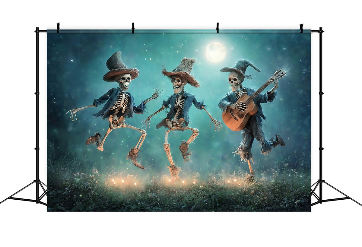 Spooky Halloween Backdrop Skeleton Hoedown Moonlight Backdrop MRR7-50