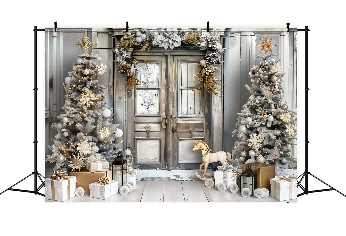 Christmas Photo Backdrop Luxury Holiday Entrance Backdrop MRR7-57