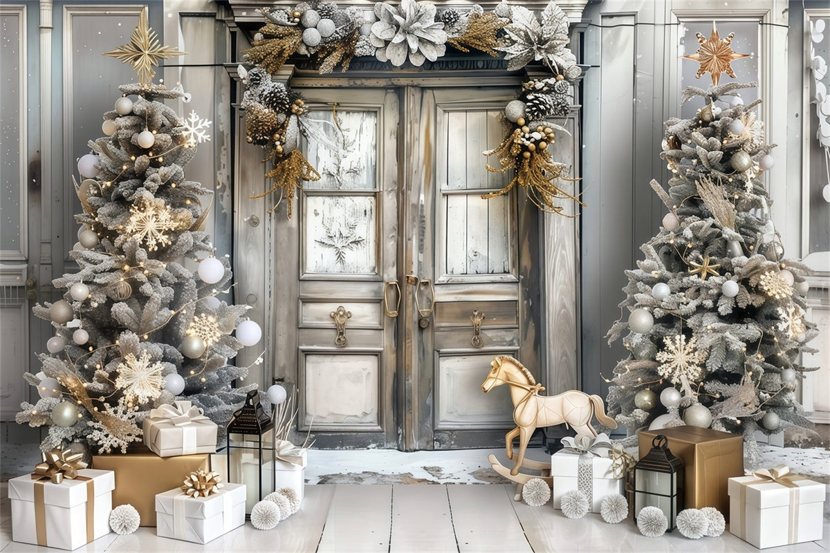 Christmas Photo Backdrop Luxury Holiday Entrance Backdrop MRR7-57