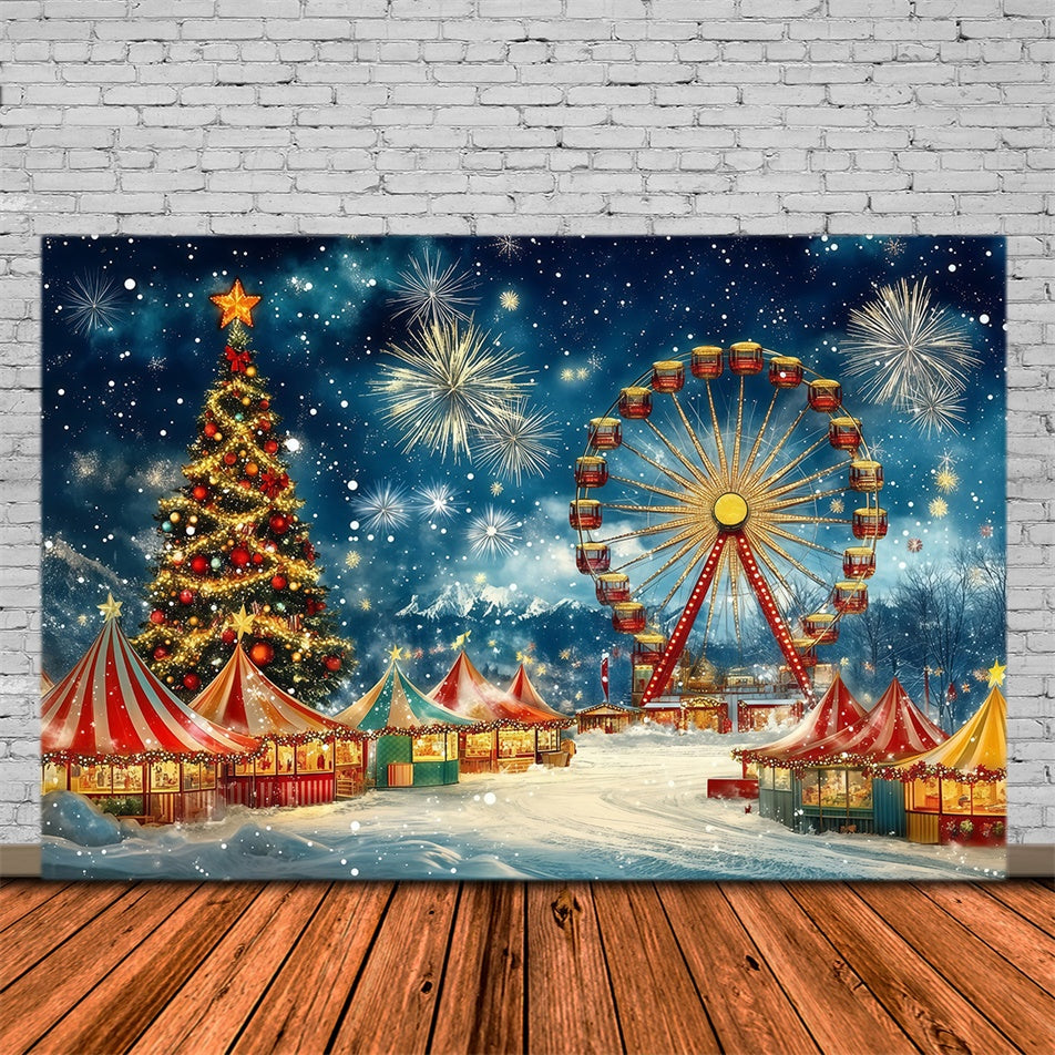 Christmas Backdrops Festive Winter Fairground Backdrop MRR7-58