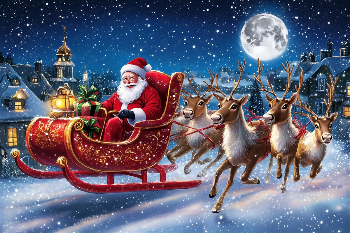 Christmas Backdrop Ideas Santa Reindeer Adventure Backdrop MRR7-60