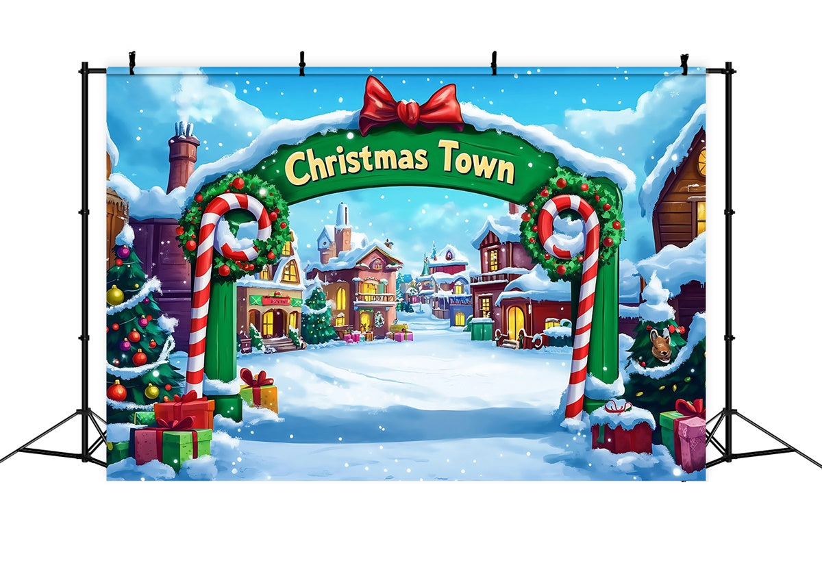 Christmas Village Backdrop Festive Archway Welcome Backdrop MRR7-65
