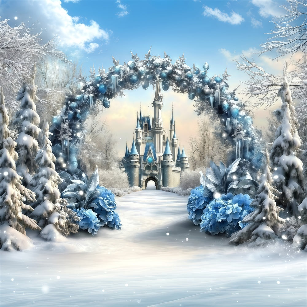 Christmas Backdrops Sale Winter Crystal Castle Backdrop MRR7-69