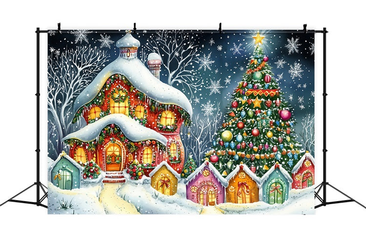 Christmas Backdrop Twilight Snowflake Fantasy Backdrop MRR7-76