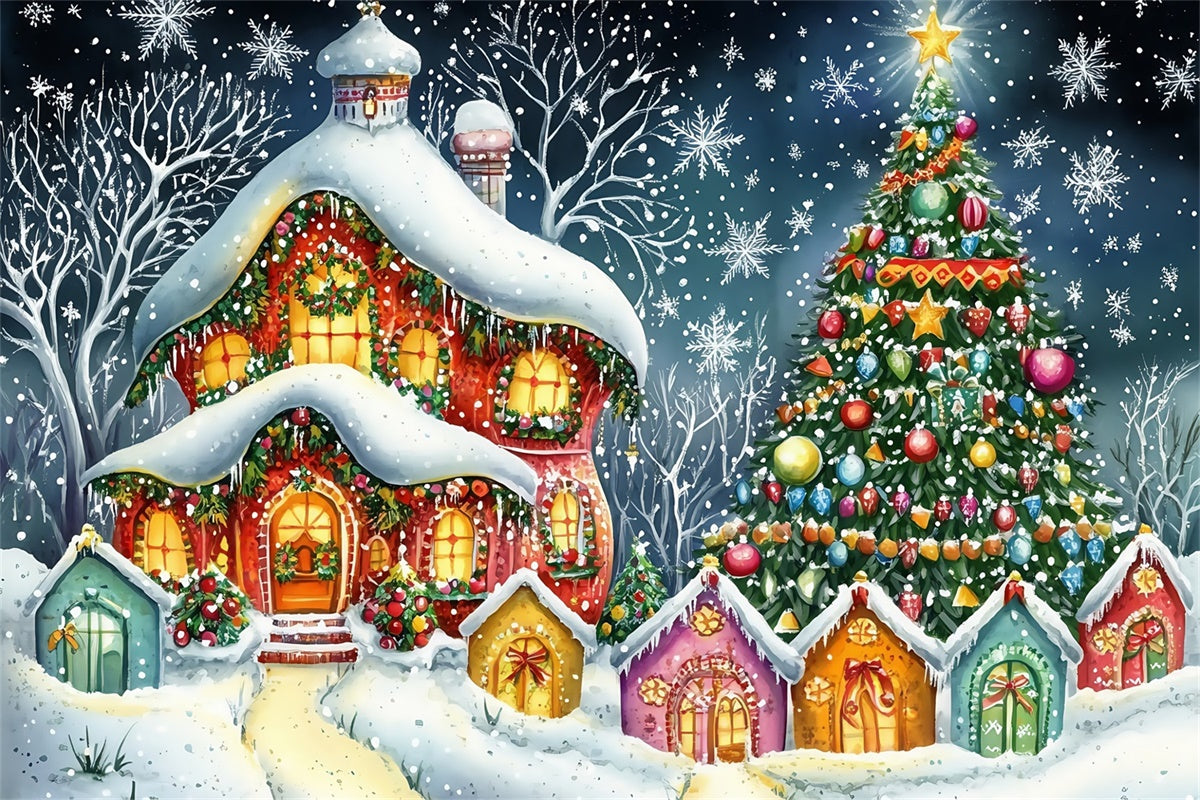 Christmas Backdrop Twilight Snowflake Fantasy Backdrop MRR7-76