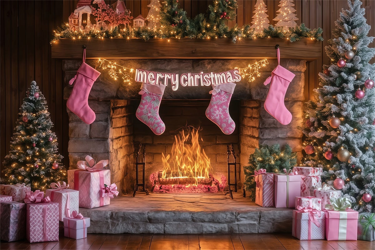Christmas Photo Backdrop Sweet Stocking Glow Backdrop MRR7-82