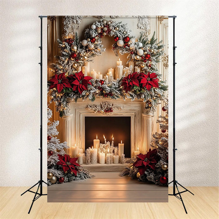 Christmas Backdrops Fireplace Wreath Elegance Backdrop MRR7-87
