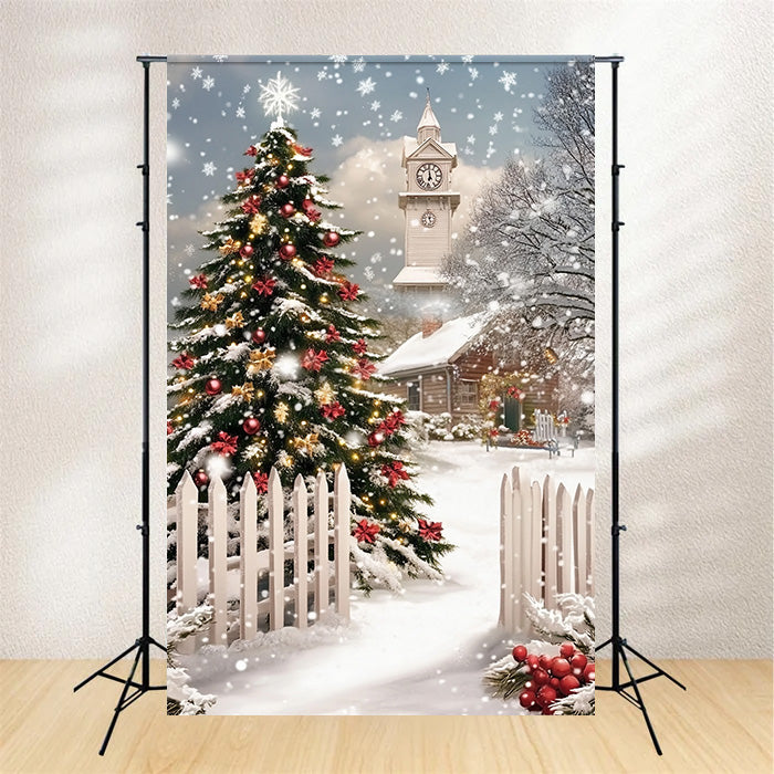 Christmas Tree Backdrop Winter Pines Fence Backdrop MRR7-88