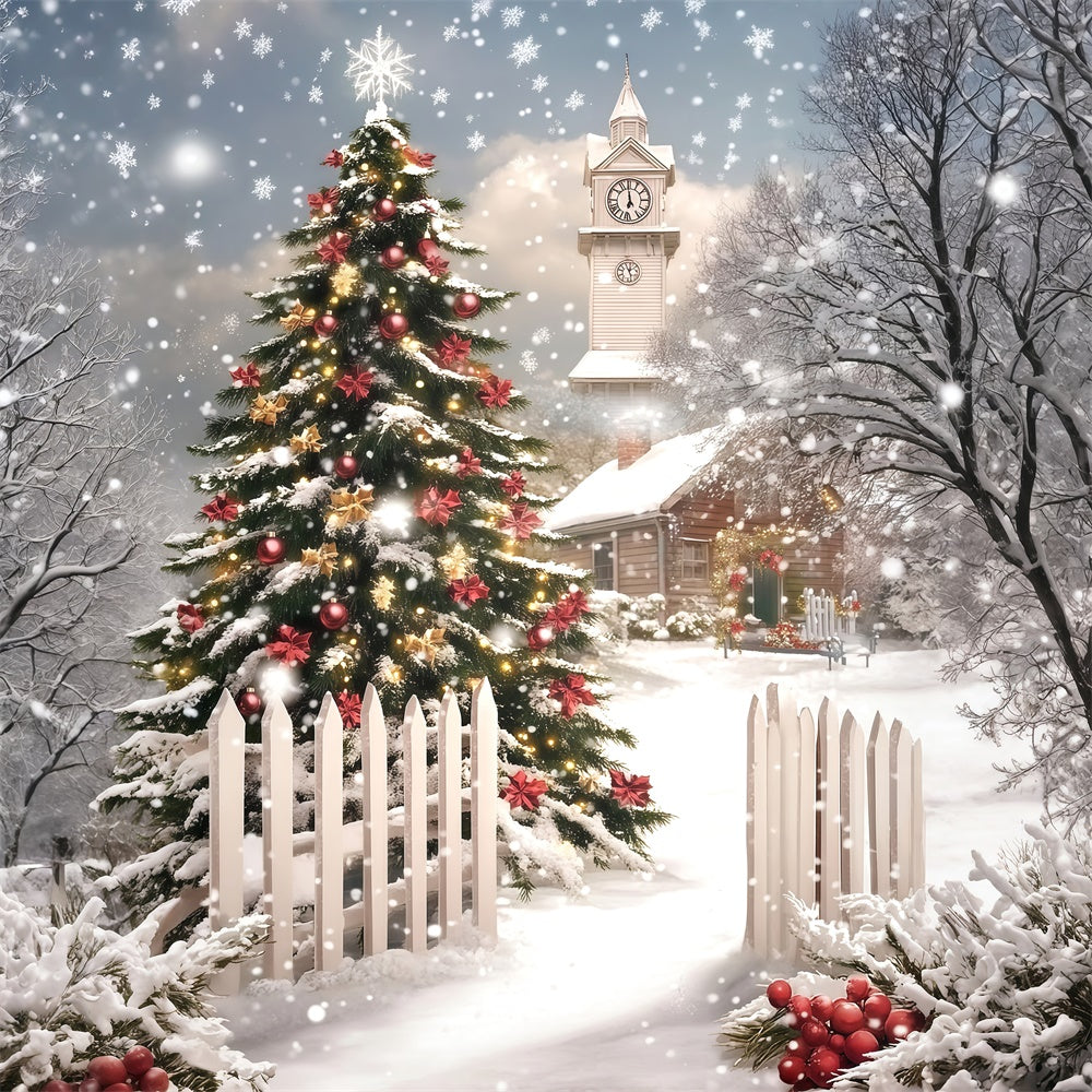 Christmas Tree Backdrop Winter Pines Fence Backdrop MRR7-88