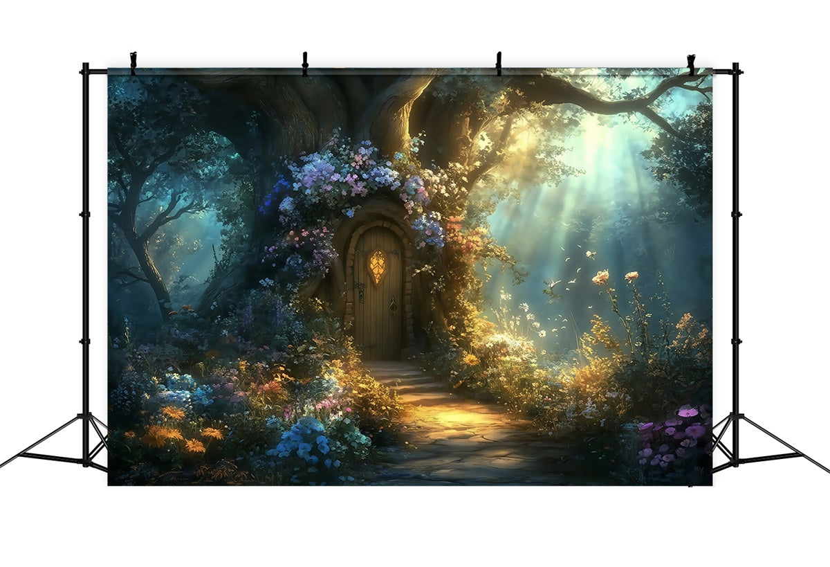 Fairytale Forest Backdrop Blossom Tree Cottage Backdrop MRR7-93