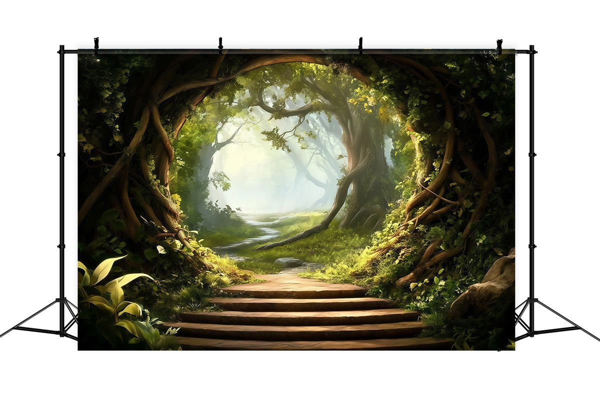 Forest Photography Backdrop Gentle Green Pathway Backdrop MRR7-97