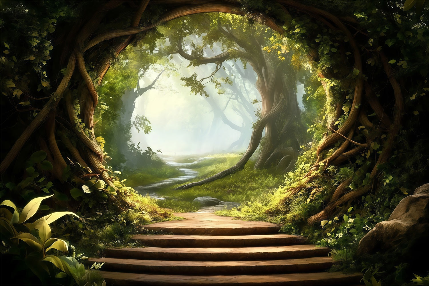 Forest Photography Backdrop Gentle Green Pathway Backdrop MRR7-97
