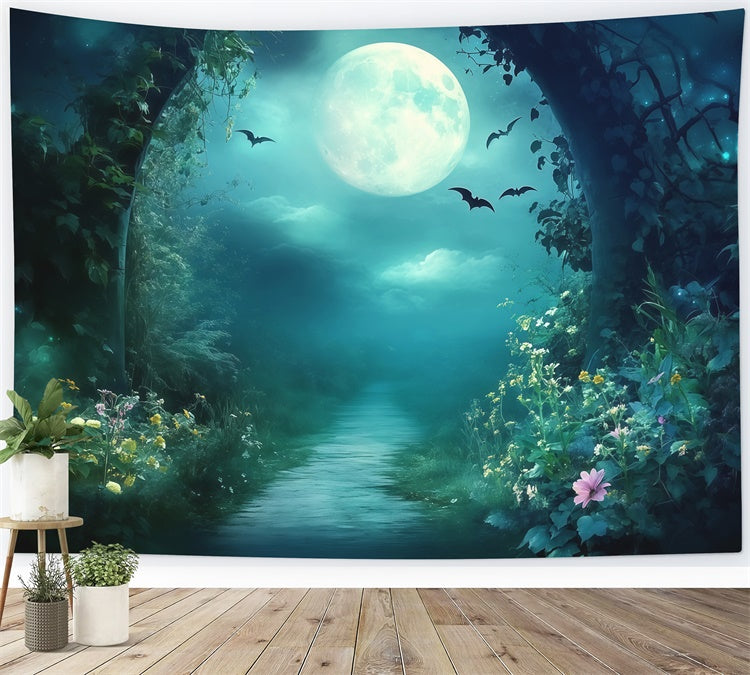 Night Forest Backdrop Midnight Blossom Path Backdrop MRR7-99