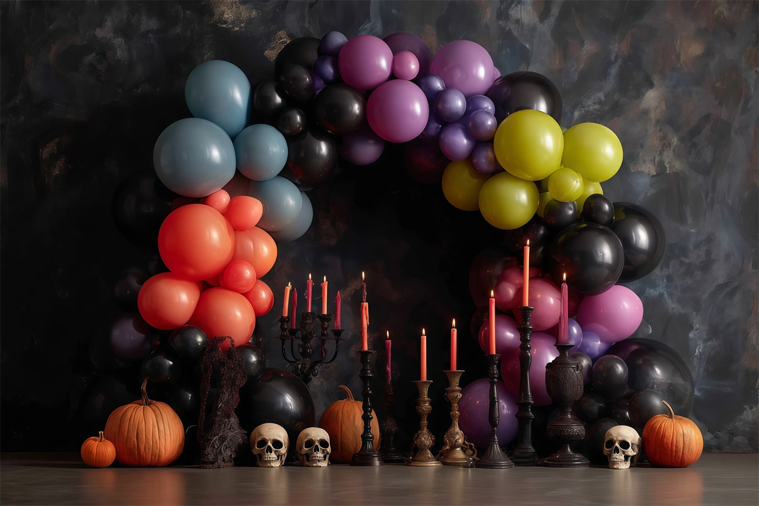 Halloween Wall Backdrop Colorful Balloon Arch Halloween Backdrop for Photos MRR8-1