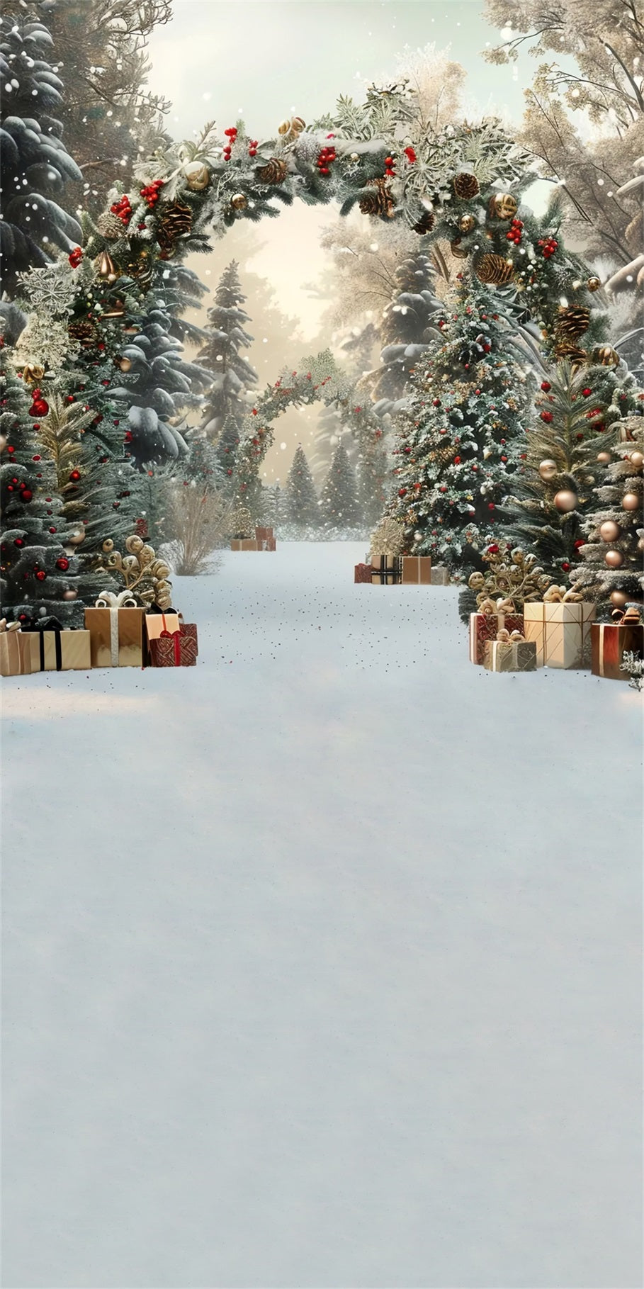 Christmas Tree Farm Backdrop Luxury Gold Gift Arch Christmas Backdrop MRR8-101