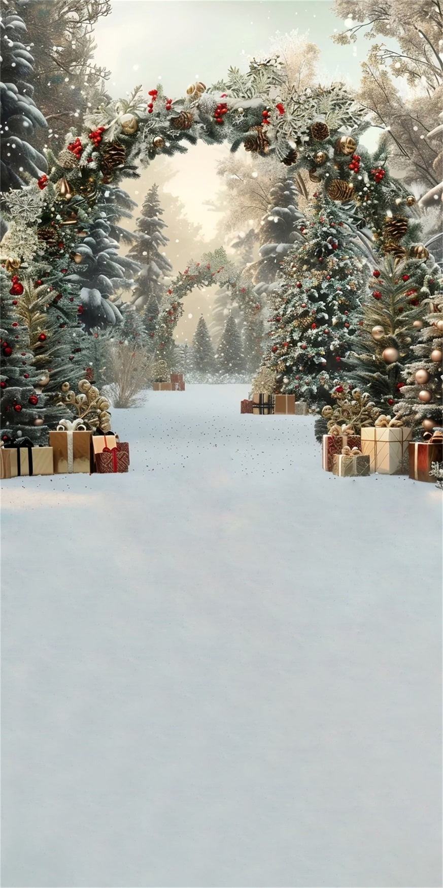 Christmas Tree Farm Backdrop Luxury Gold Gift Arch Christmas Backdrop MRR8-101