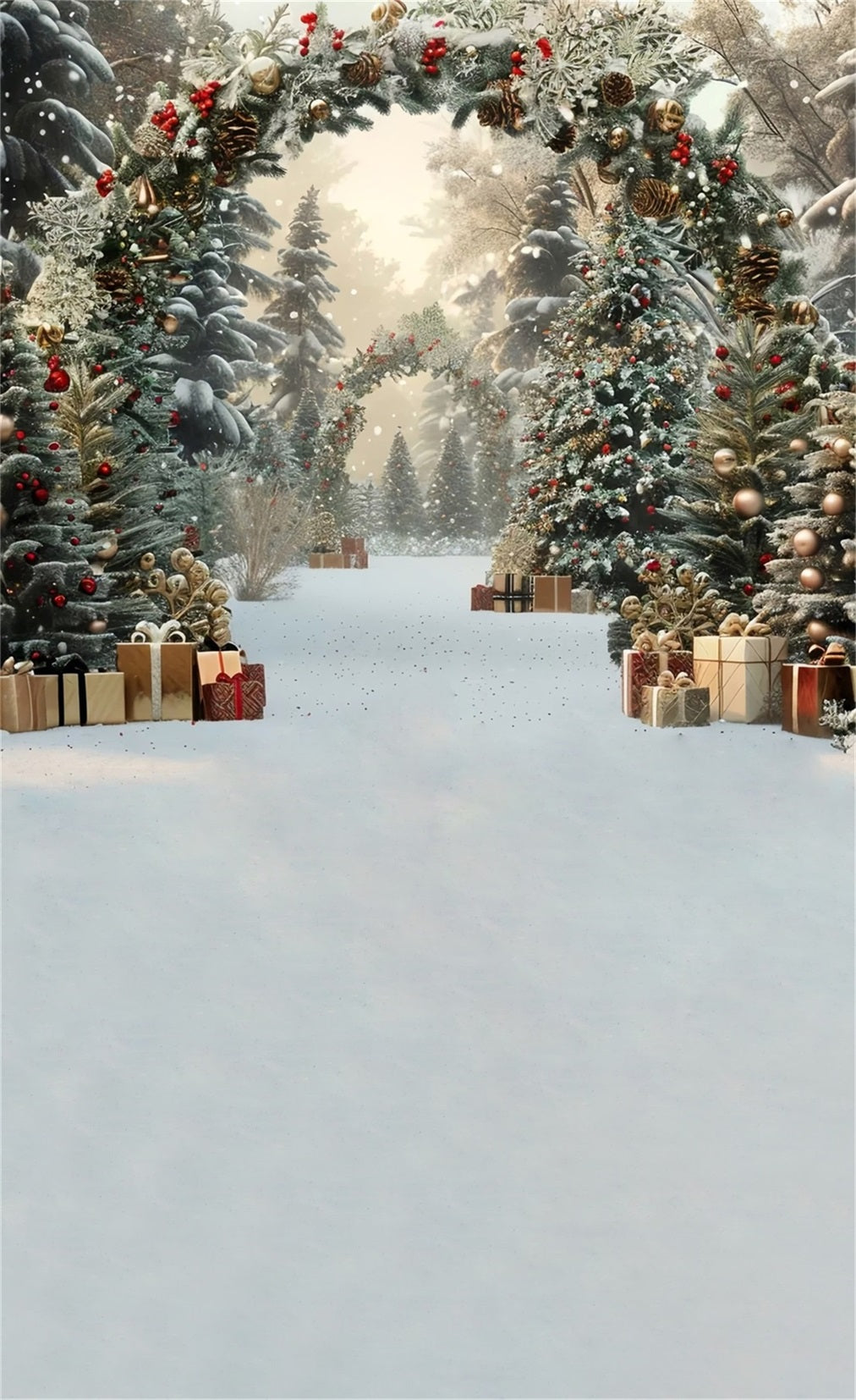 Christmas Tree Farm Backdrop Luxury Gold Gift Arch Christmas Backdrop MRR8-101