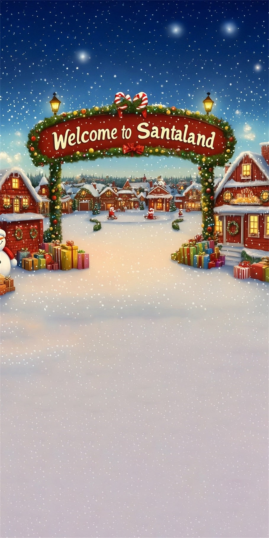 Christmas Village Backdrop Town Gate Welcome to Santaland High Resolution Christmas Backdrop MRR8-114