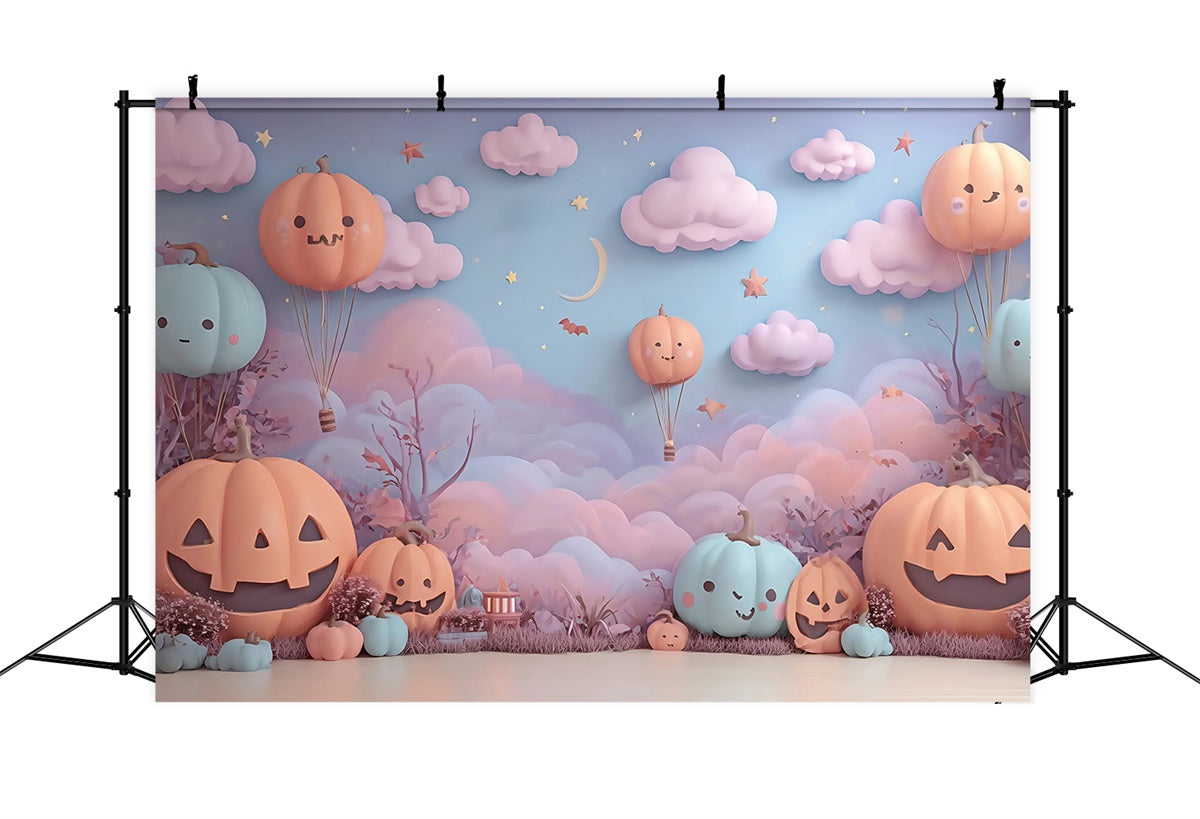 Halloween Backdrops Pumpkin Hot Air Balloon Clouds Stars Kids Backdrop MRR8-12