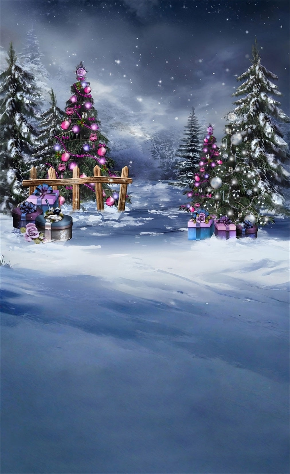 Christmas Tree Backdrop Purple Christmas Decorations Cedar Grove Christmas Photography Backdrops MRR8-126