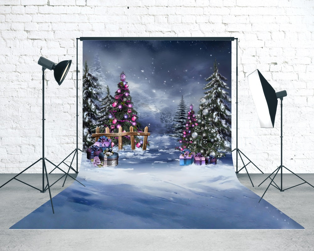 Christmas Tree Backdrop Purple Christmas Decorations Cedar Grove Christmas Photography Backdrops MRR8-126
