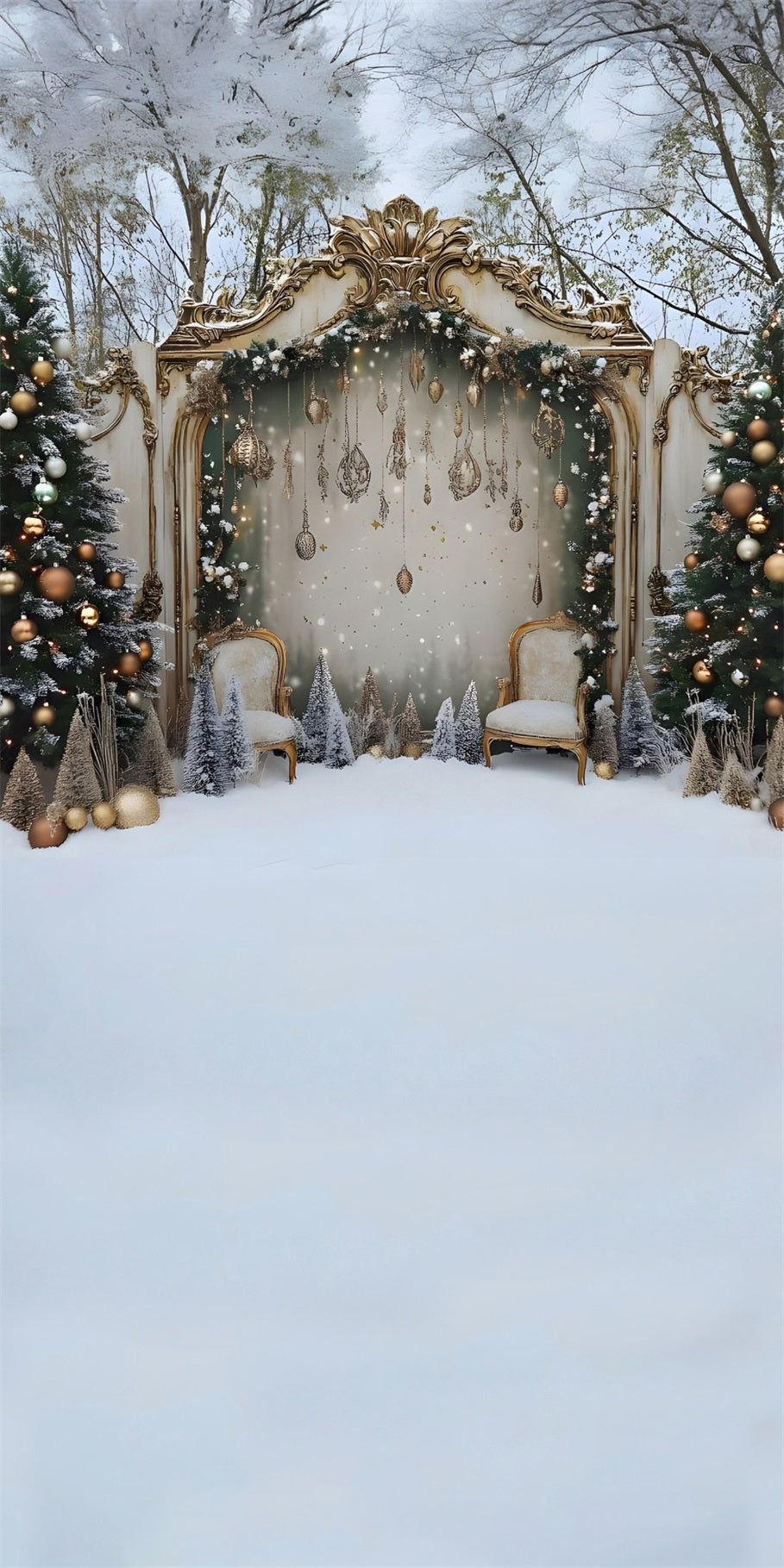 Christmas Tree Backdrop Luxury Christmas Fence Gold Decoration Christmas Backdrop Photography MRR8-130