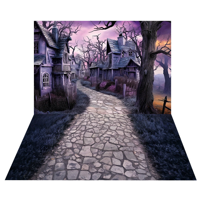 Haunted Village Path Backdrop+Stone Path Twilight Floor Backdrop MRR8-144