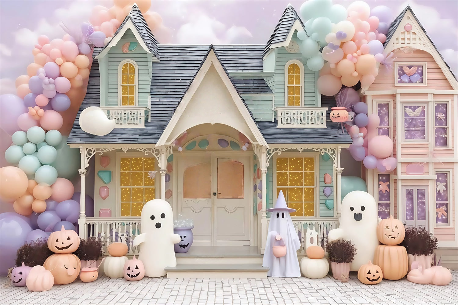 Haunted House Backdrop Pastel Haunted Candy House Halloween Backdrop MRR8-19