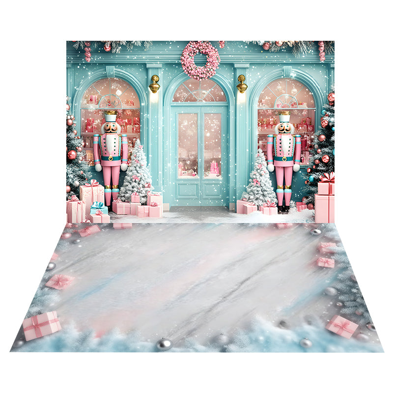 Nutcracker Winter Shop Backdrop+Pink Gift Box Floor Backdrop MRR8-197