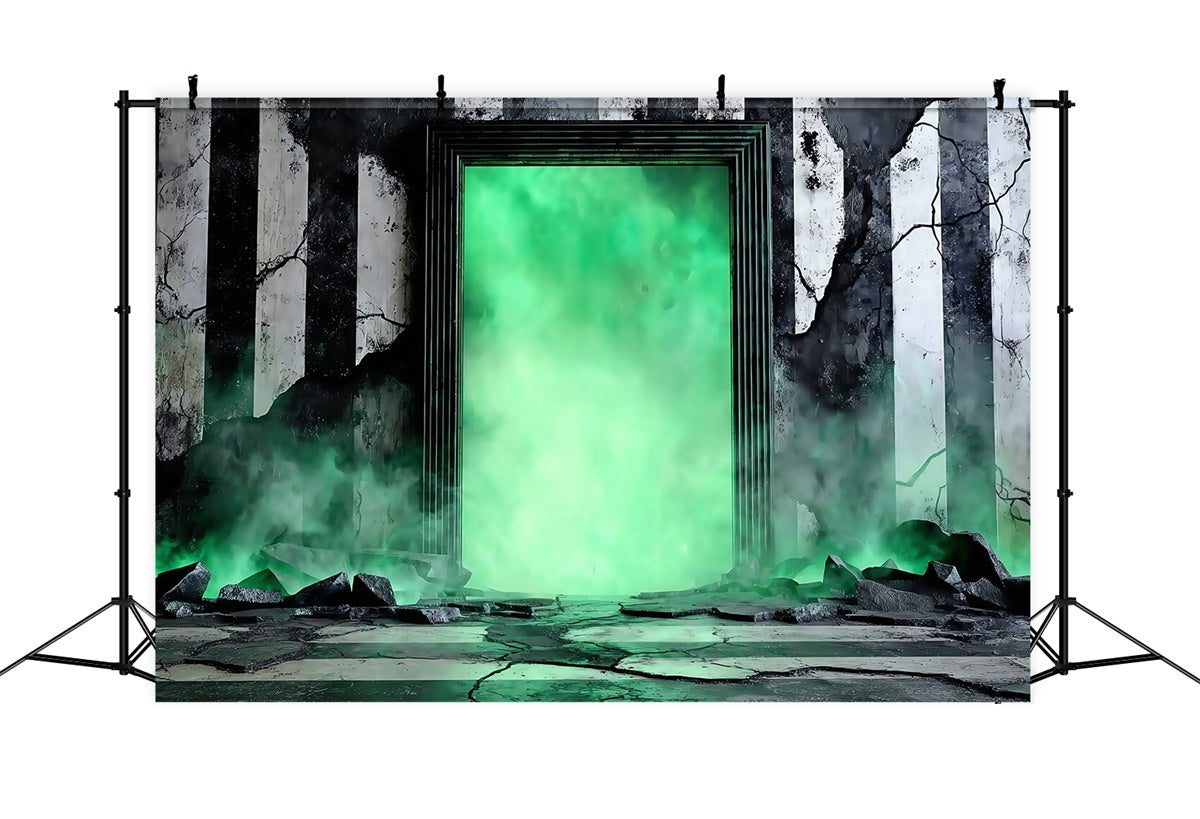 Halloween Wall Backdrop Neon Green Portal Ruins Halloween Backdrop MRR8-20