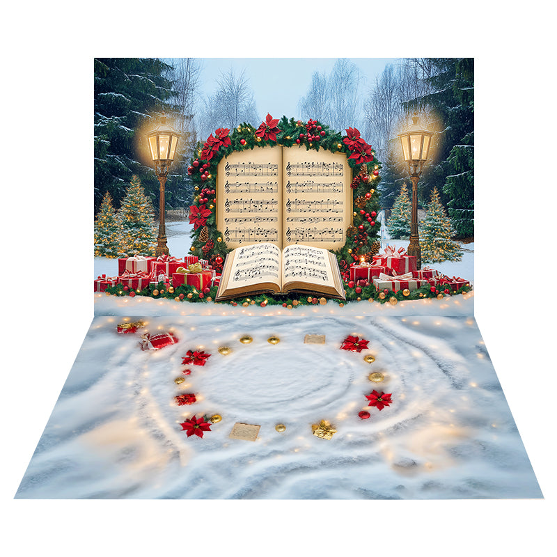 Holiday Music Harmony Backdrop+Snow Lights Christmas Floor Backdrop MRR8-200