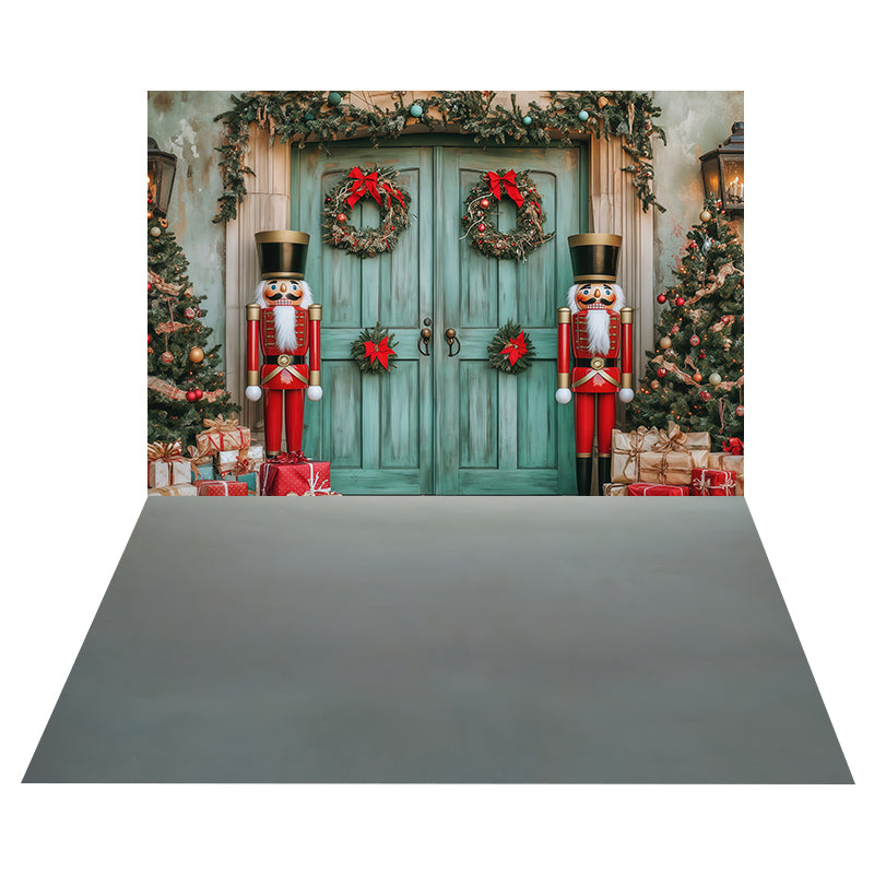 Nutcracker Holiday Entrance Backdrop+Cloudy Gray Floor Backdrop MRR8-207