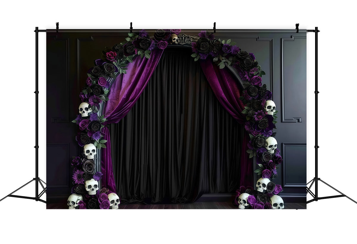 Halloween Wall Backdrop Skull Flower Gothic Archway Halloween Backdrop MRR8-21