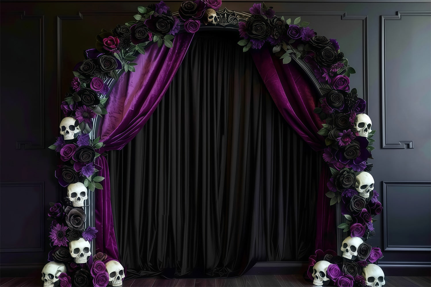 Halloween Wall Backdrop Skull Flower Gothic Archway Halloween Backdrop MRR8-21