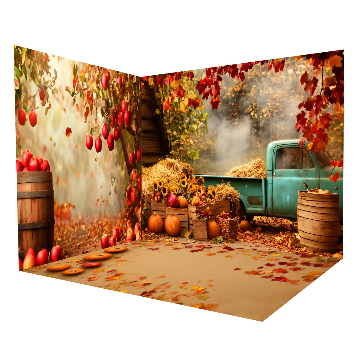 Fall Photoshoot Backdrop Vintage Truck Autumn Harvest Backdrop Room Set MRR8-219