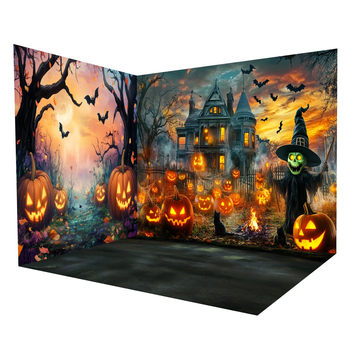 Halloween Backdrop Pumpkin Haunted House Spooky Backdrop Room Set MRR8-236