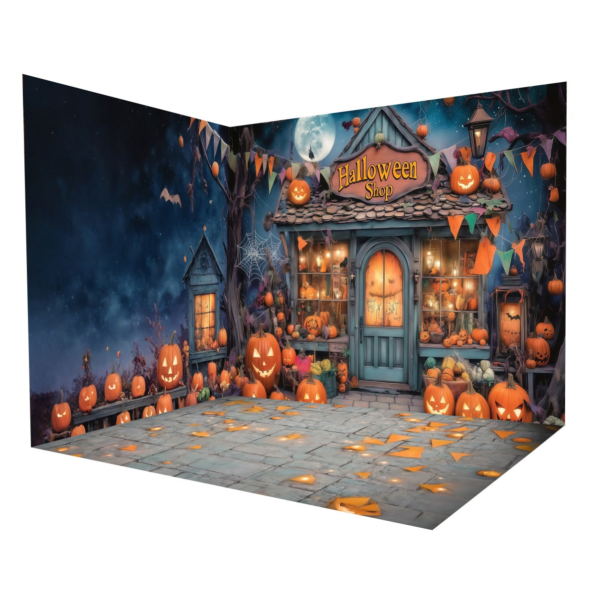 Halloween Photo Backdrop Pumpkin Shop Haunted House Backdrop Room Set MRR8-244
