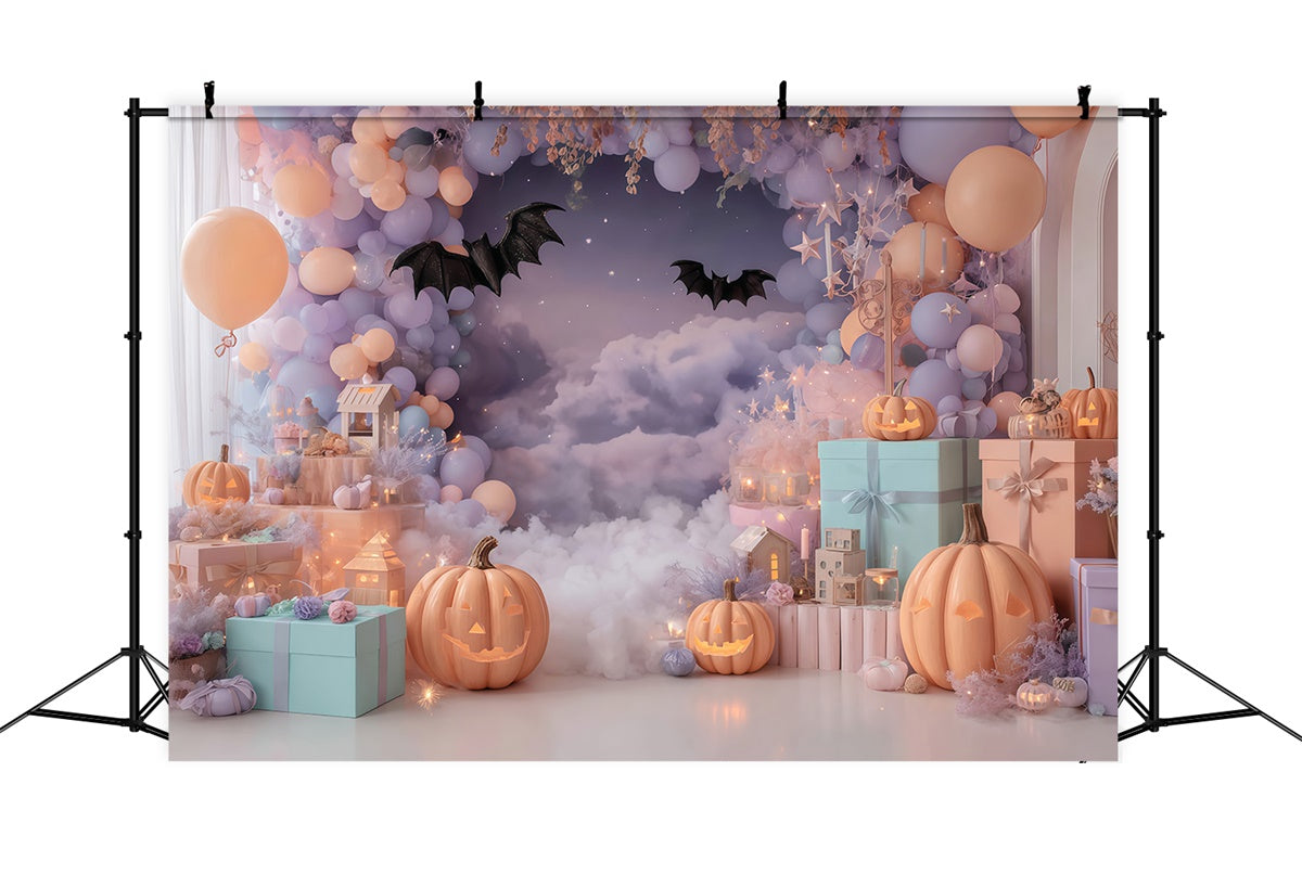 Halloween Backdrops for Photos Pastel Cloud Bat Party Halloween Backdrop MRR8-25