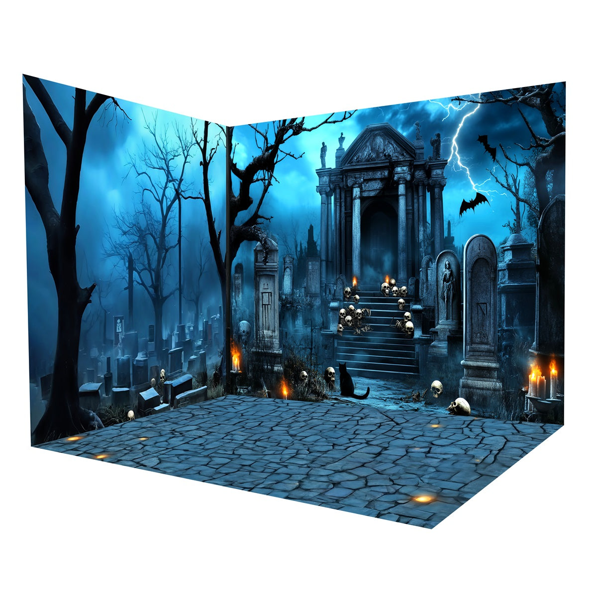 Halloween Photo Backdrop Ideas Ancient Tombstone Skull Crypt Backdrop Room Set MRR8-255